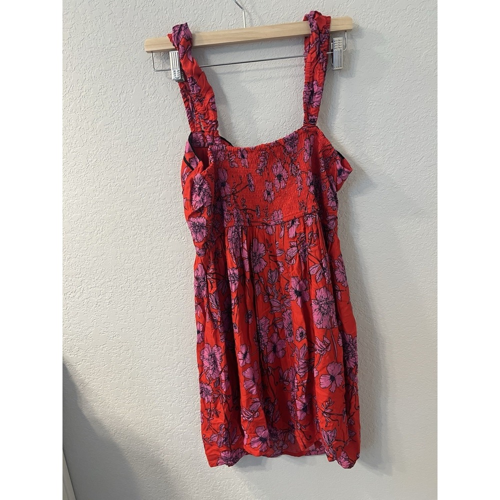 Band of The Free Flirty Red Magenta Floral Mini Bustier Dress Size L - Picture 2 of 6